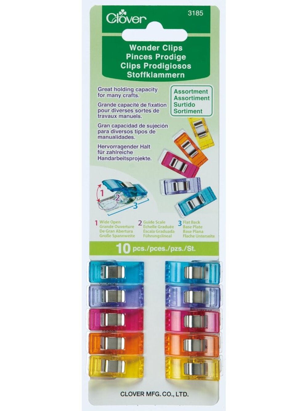 10-Piece Wonder Clips, Classic, Colors May Vary